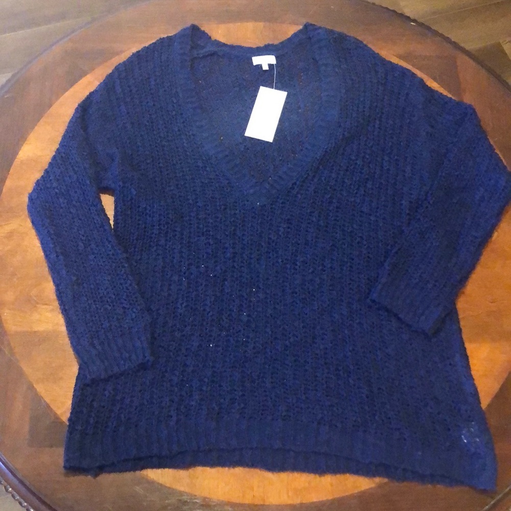 Tobi V Neck Open Knit Oversized Sweater Small NWT